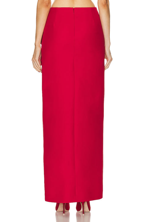 Rose Crepe Maxi Skirt 'Rosso'