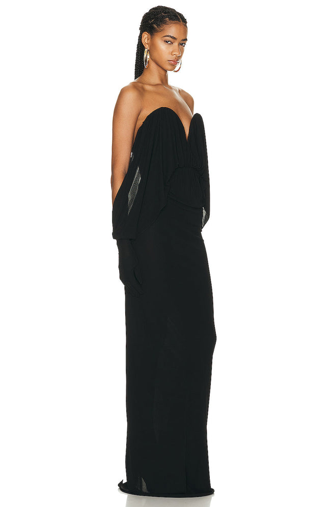 Sweetheart Maxi Strapless Gown in Noir