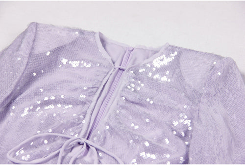 Self-Portrait Lilac Sequin Mini Dress