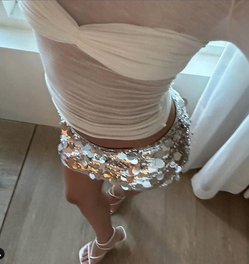 Diamond Sequin Low Rise Mini Skirt